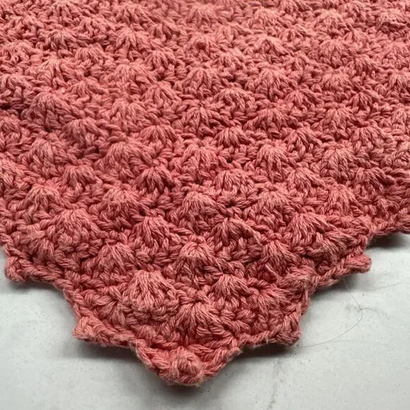 Handmade Crochet Boho Head Scarf Bandana Kerchief Hair Scarf Pink/Salmon - Picture 2 of 13